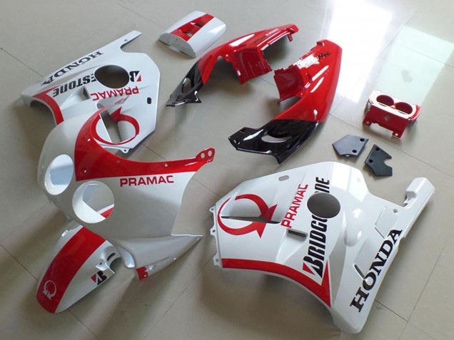 1990-1998 Honda CBR250RR MC22 Motorcycle Fairings - White Red Pramac Bridgestone Canada