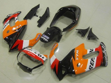 Cheap 1997-2005 Honda VTR1000F Motorcycle Fairings - Orange White Red Glossy Black Repsol Canada