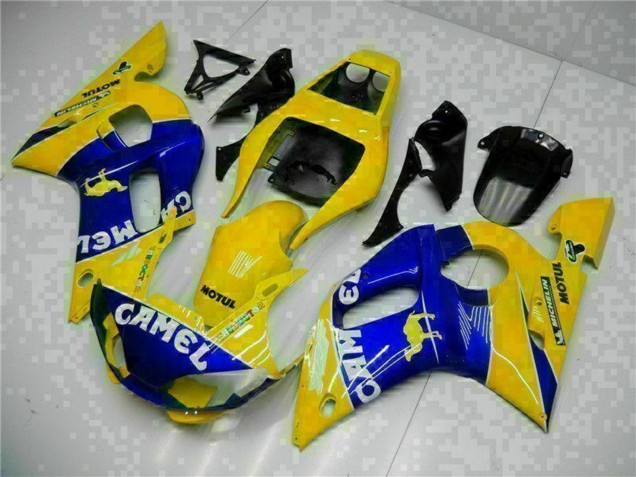 1998-2002 Yamaha YZF R6 Motorcycle Fairings - Yellow Blue White Camel Motul Canada