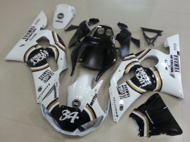 Cheap 1998-2002 Yamaha YZF R6 Motorcycle Fairings - White Black Motul Lucky Strike 34 Canada