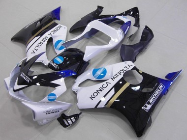 Cheap 2001-2003 Honda CBR600 F4i Motorcycle Fairings - White Blue Glossy Black Konica Minolta Canada