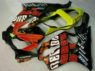 Cheap 2001-2003 Honda CBR600 F4i Motorcycle Fairings - Yellow Orange Glossy Black Rossi 46 Canada