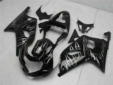 Cheap 2001-2003 Suzuki GSXR 600/750 Motorcycle Fairings - Glossy Black Silver Flame Canada