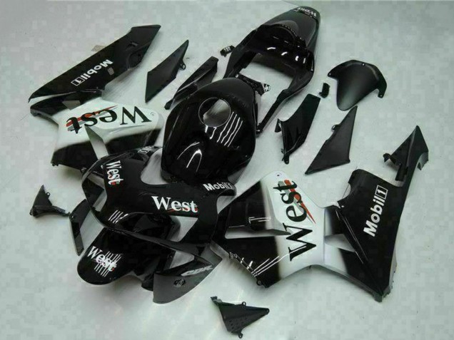 2003-2004 Honda CBR600RR Motorcycle Fairings - Glossy Black White West Mobil Canada