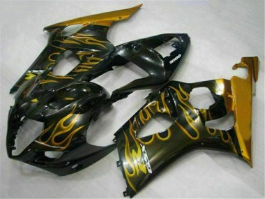 Cheap 2003-2004 Suzuki GSXR 1000 Motorcycle Fairings - Glossy Black Gold Flame Canada