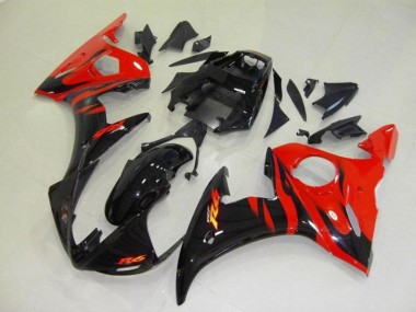 Cheap 2003-2004 Yamaha YZF R6 Motorcycle Fairings - Glossy Black Red Flame Canada