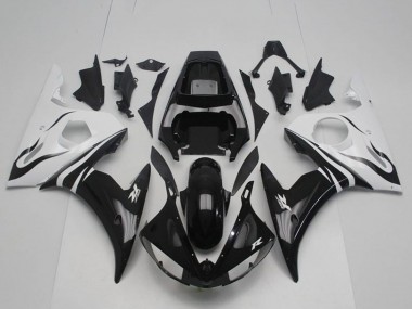 Cheap 2003-2004 Yamaha YZF R6 Bike Fairings - White Glossy Black Canada