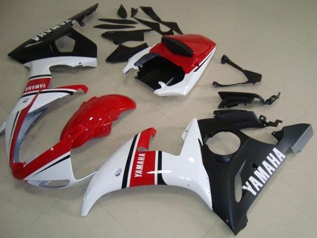 2003-2004 Yamaha YZF R6 Motorcycle Fairings - White Red Matte Black Canada