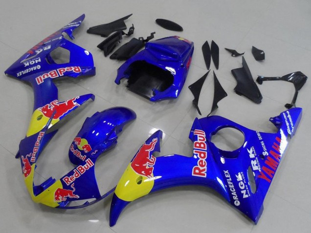 2003-2004 Yamaha YZF R6 Motorcycle Fairings - Blue Yellow Red Bull Canada