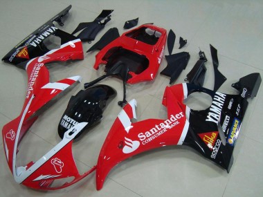 Cheap 2003-2004 Yamaha YZF R6 Motorcycle Fairings - Red White Glossy Black Santander Motul Canada