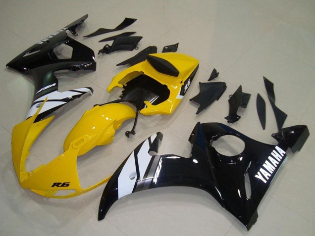 2003-2004 Yamaha YZF R6 Motorcycle Fairings - Yellow White Glossy Black Canada
