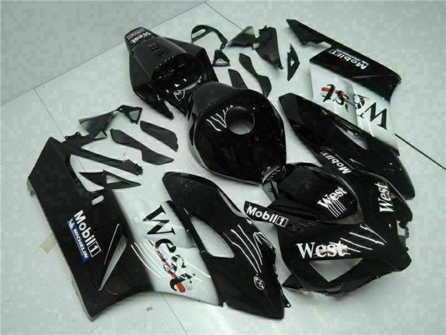 2004-2005 Honda CBR1000RR Motorcycle Fairings - Glossy Black White West Mobil Michelin Canada