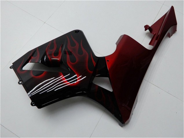 2005-2006 Honda CBR600RR Motorcycle Fairing Kits - Glossy Black Red Flame Canada
