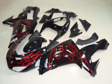 Cheap 2006-2007 Kawasaki ZX10R Motorcycle Fairings - Glossy Black Red Flame Canada