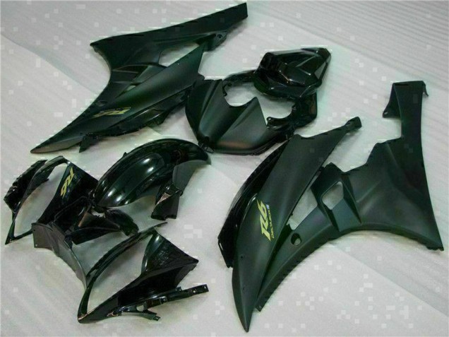 2006-2007 Yamaha YZF R6 Motorcycle Fairings - Glossy Black Matte Black Gold Decals Canada