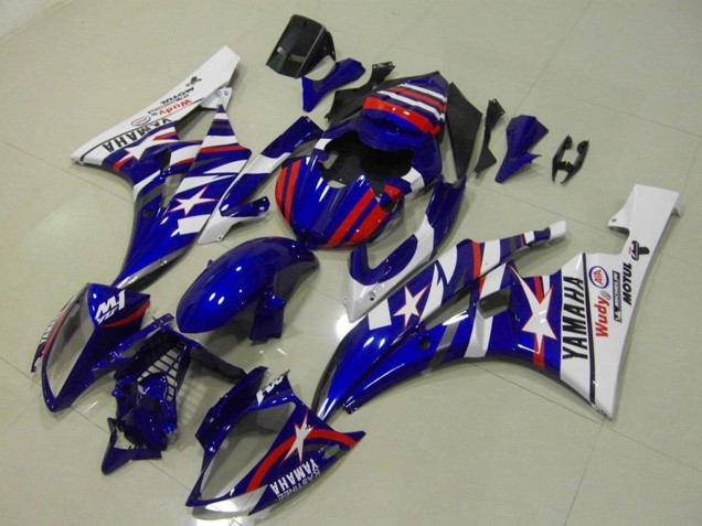 2006-2007 Yamaha YZF R6 Motorcycle Fairings - White Blue Red Motul Michelin Canada