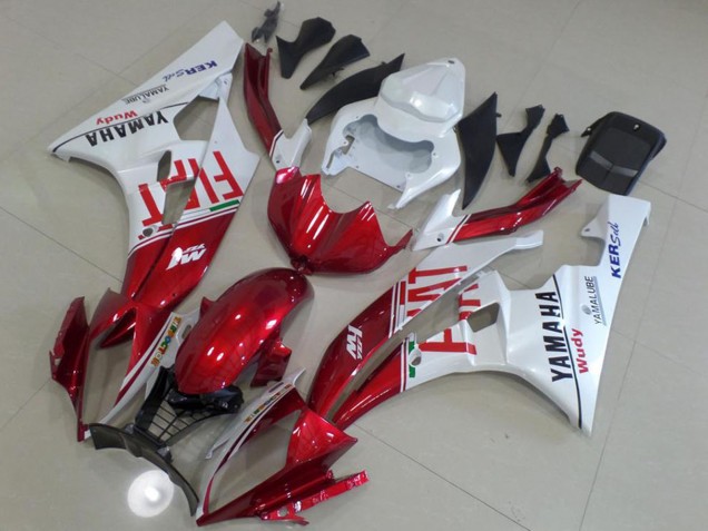 2006-2007 Yamaha YZF R6 Motorcycle Fairings - White Red Fiat Yamalube Canada