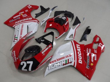 Cheap 2007-2014 Ducati 1098 Motorcycle Fairings - White Red Glossy Black Banner 27 Canada