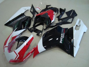 Cheap 2007-2014 Ducati 1098 Motorcycle Fairings - White Red Glossy Black Corse Canada