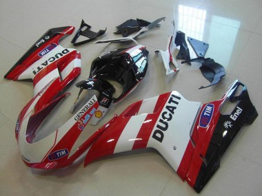 Cheap 2007-2014 Ducati 848 1098 1198 Motorcycle Fairings - White Red Black Generali Tim Canada