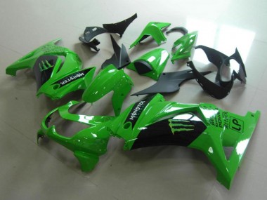Cheap 2008-2012 Kawasaki ZX250R Motorcycle Fairings - Green Glossy Black Monster Canada