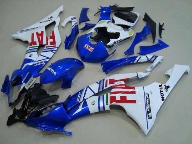 2008-2016 Yamaha YZF R6 Motorcycle Fairings - White Blue Red Fiat Motul Michelin Canada