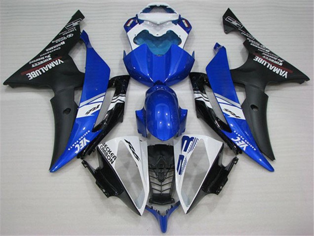 2008-2016 Yamaha YZF R6 Motorcycle Fairings - White Blue Matte Black Yamalube Canada