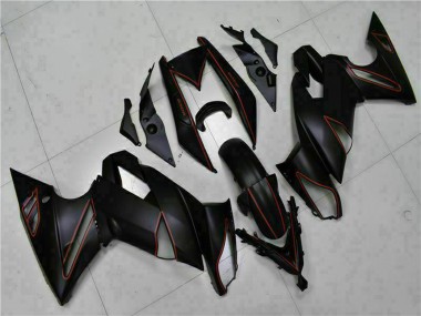 Cheap 2009-2011 Kawasaki EX650 Motorcycle Fairings - Matte Black Red Stripe Canada