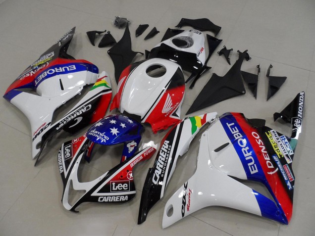 2009-2012 Honda CBR600RR Motorcycle Fairings - White Red Blue Glossy Black EuroBet Lee Star Canada