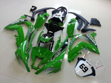Cheap 2011-2015 Kawasaki ZX10R Motorcycle Fairings - Green Glossy Black Elf Henleys Vent-Axia 69 Canada