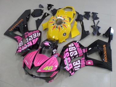 Cheap 2013-2023 Honda CBR600RR Motorcycle Fairings - Yellow Pink Glossy Black Rossi 46 Canada