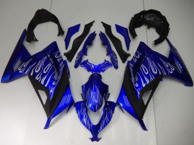 Cheap 2013-2017 Kawasaki Ninja 300 EX300R Motorcycle Fairings - Blue Black White Flame Canada