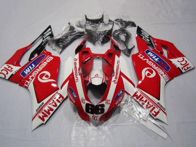 2011-2014 Ducati 1199 Motorcycle Fairings - White Red Fiamm Ficc Canada