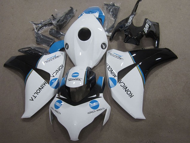 2008-2011 Honda CBR1000RR Motorcycle Fairing - White Blue Glossy Black Konica Minolta Canada