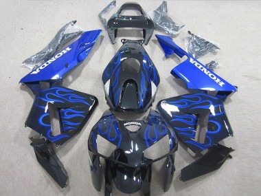 Cheap 2005-2006 Honda CBR600RR Motorcycle Fairing Kits - Glossy Black Blue Flame Canada