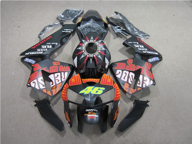 2005-2006 Honda CBR600RR Motorcycle Fairings - Matte Black Valentino Rossi Repsol 46 Canada