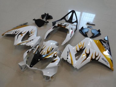 Cheap 2002-2013 Honda VFR 800 Motorcycle Fairing - White Gold Flame Canada