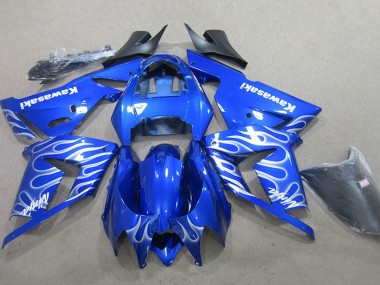 Cheap 2004-2005 Kawasaki ZX10R Motorcycle Fairing - Blue White Flame Canada