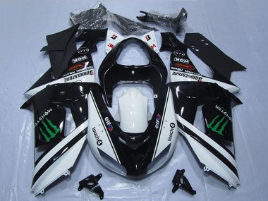 Cheap 2006-2007 Kawasaki ZX10R Motorcycle Fairings - White Glossy Black Green Elf Touch4 Monster Canada