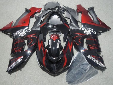 Cheap 2006-2007 Kawasaki ZX10R Motorcycle Fairings - Glossy Black Red Flame Alstare Corona Extra Canada