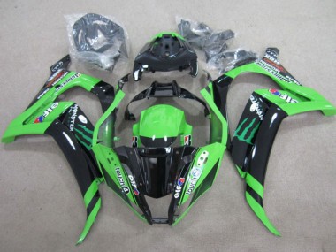 Cheap 2011-2015 Kawasaki ZX10R Motorcycle Fairings - Green Glossy Black Green Elf Touch4 Monster Canada