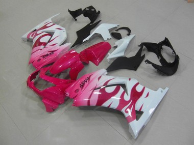 Cheap 2008-2012 Kawasaki ZX250R Motorcycle Fairings - White Pink Flame Canada
