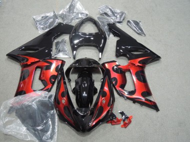 Cheap 2005-2006 Kawasaki ZX6R Motorcycle Fairings - Glossy Black Red Canada
