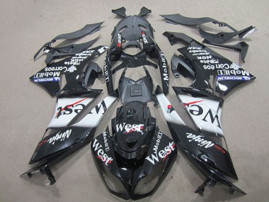 Cheap 2009-2012 Kawasaki ZX6R Motorcycle Fairings - Glossy Black White West Canada