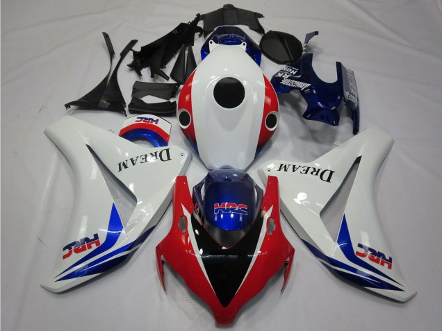 2008-2011 Honda CBR1000RR Motorcycle Fairings - White Red Blue HRC Dream Glossy Black Canada