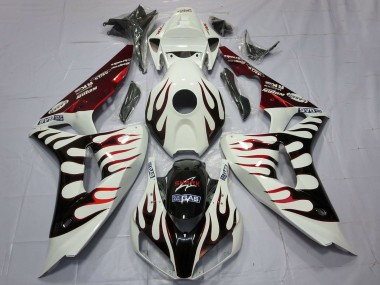 Cheap 2006-2007 Honda CBR1000RR Motorcycle Fairings - White Red Glossy Black Flame Canada