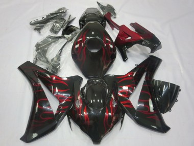 Cheap 2008-2011 Honda CBR1000RR Motorcycle Fairings - Glossy Black Red Flame Canada