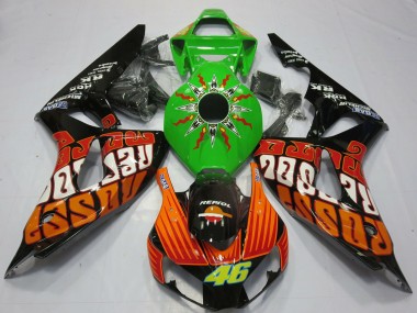 Cheap 2006-2007 Honda CBR1000RR Motorcycle Fairings - Green Orange Glossy Black Rossi 46 Canada