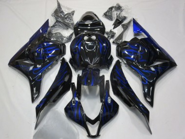Cheap 2009-2012 Honda CBR600RR Motorcycle Fairings - Glossy Black Blue Flame Canada