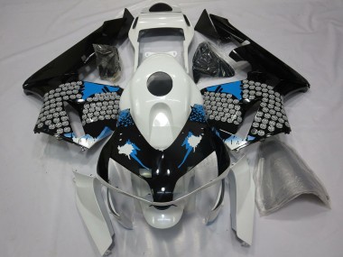 Cheap 2003-2004 Honda CBR600RR Motorcycle Fairings - White Blue Glossy Black Splatter Canada